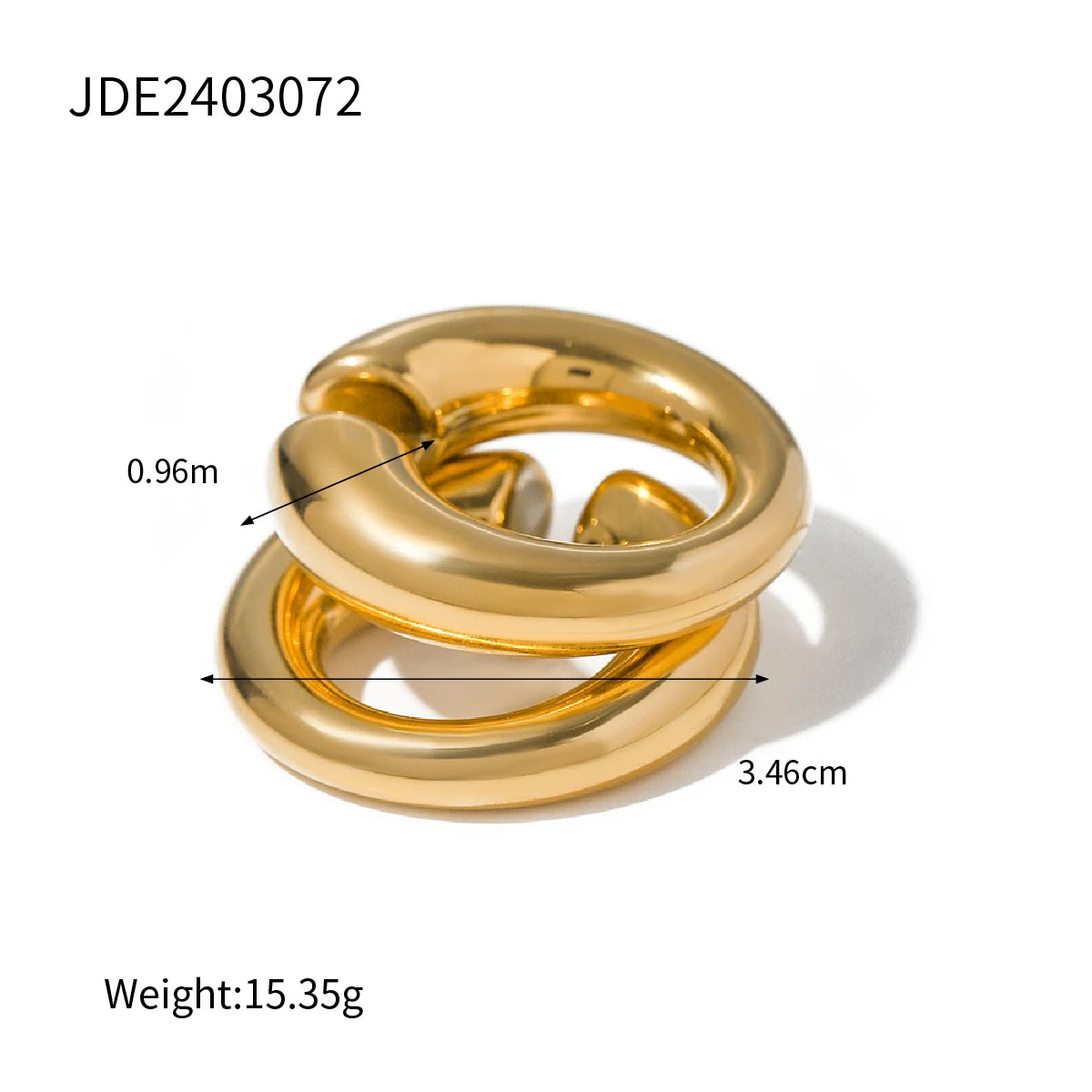 Boucles d’oreilles clip femme – Créoles épaisses en acier inoxydable, plaqué or 18K, bijoux tendance sans perçage