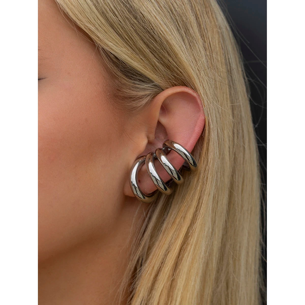 Boucles d’oreilles clip femme – Créoles épaisses en acier inoxydable, plaqué or 18K, bijoux tendance sans perçage