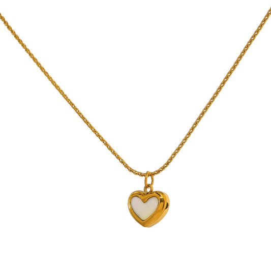Collier Pendentif Cœur en Coquille Naturelle