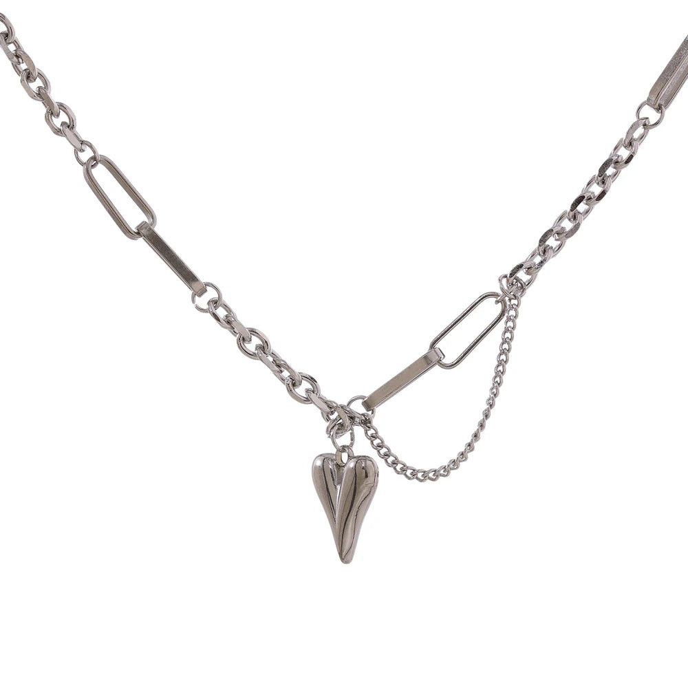 Kette &amp; Herz-Halskette – 18 Karat vergoldeter Edelstahl, schicker romantischer Stil