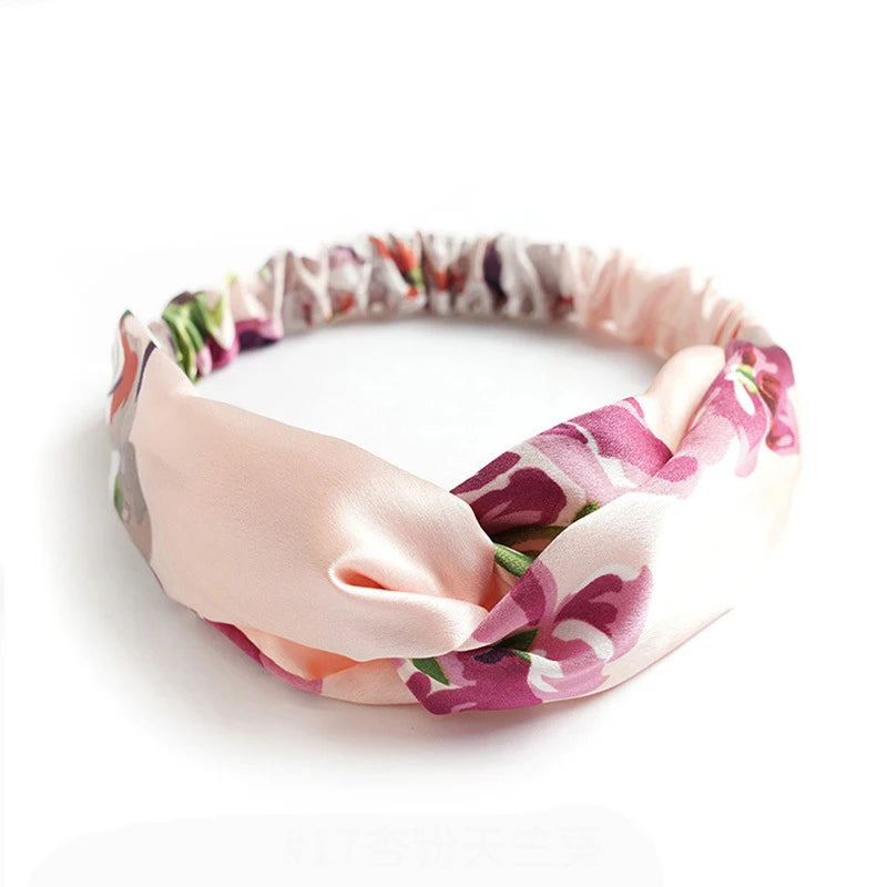 Bandeau cheveux femme bohème – Turban croisé vintage élastique imprimé