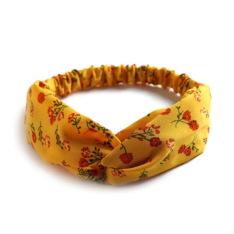 Bandeau cheveux femme bohème – Turban croisé vintage élastique imprimé