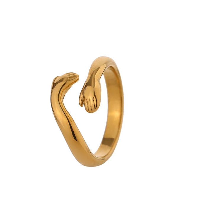 Bague superposable femme en acier inoxydable doré – Design enlacé