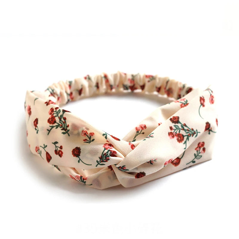 Bandeau cheveux femme bohème – Turban croisé vintage élastique imprimé