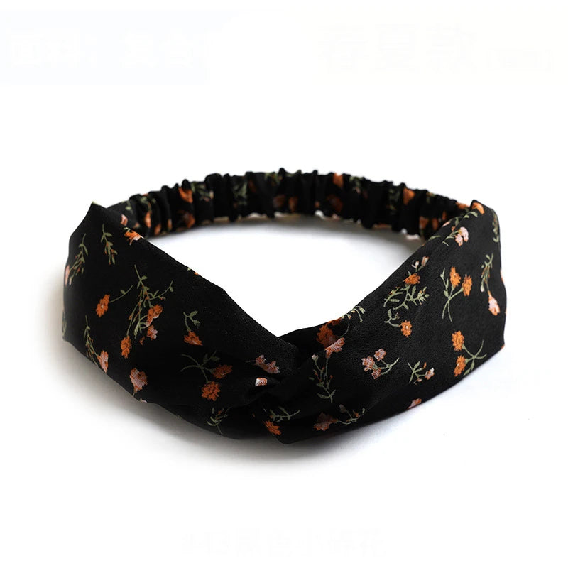 Bandeau cheveux femme bohème – Turban croisé vintage élastique imprimé