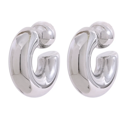 Boucles d’oreilles en C – Acier inoxydable doré, design épais & stylé