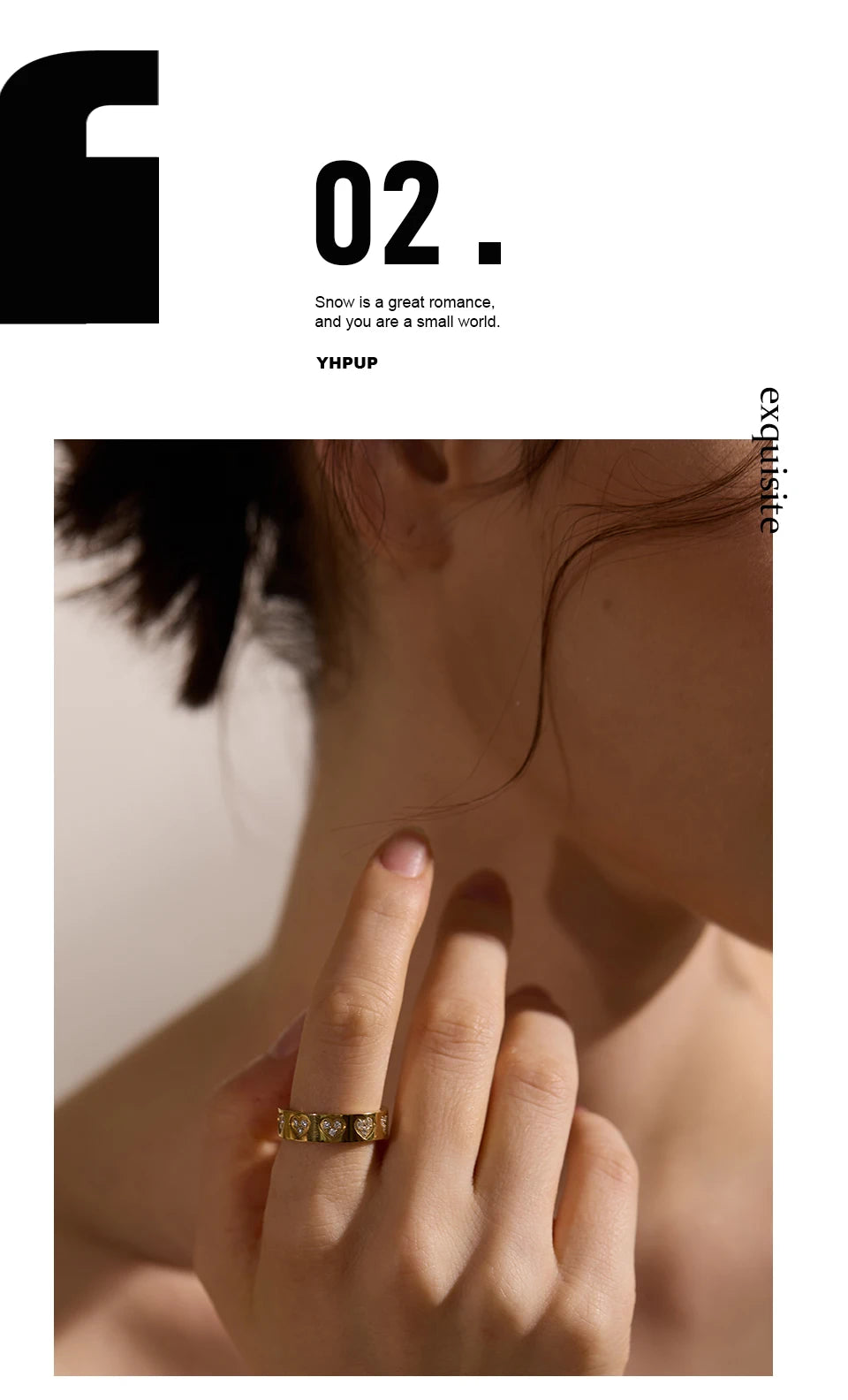 Bague cœurs scintillants – Acier inoxydable doré & zircons