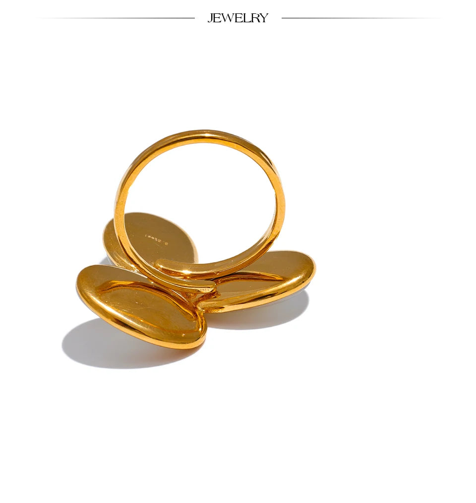 Bague coquille naturelle – Acier inoxydable 316, réglable