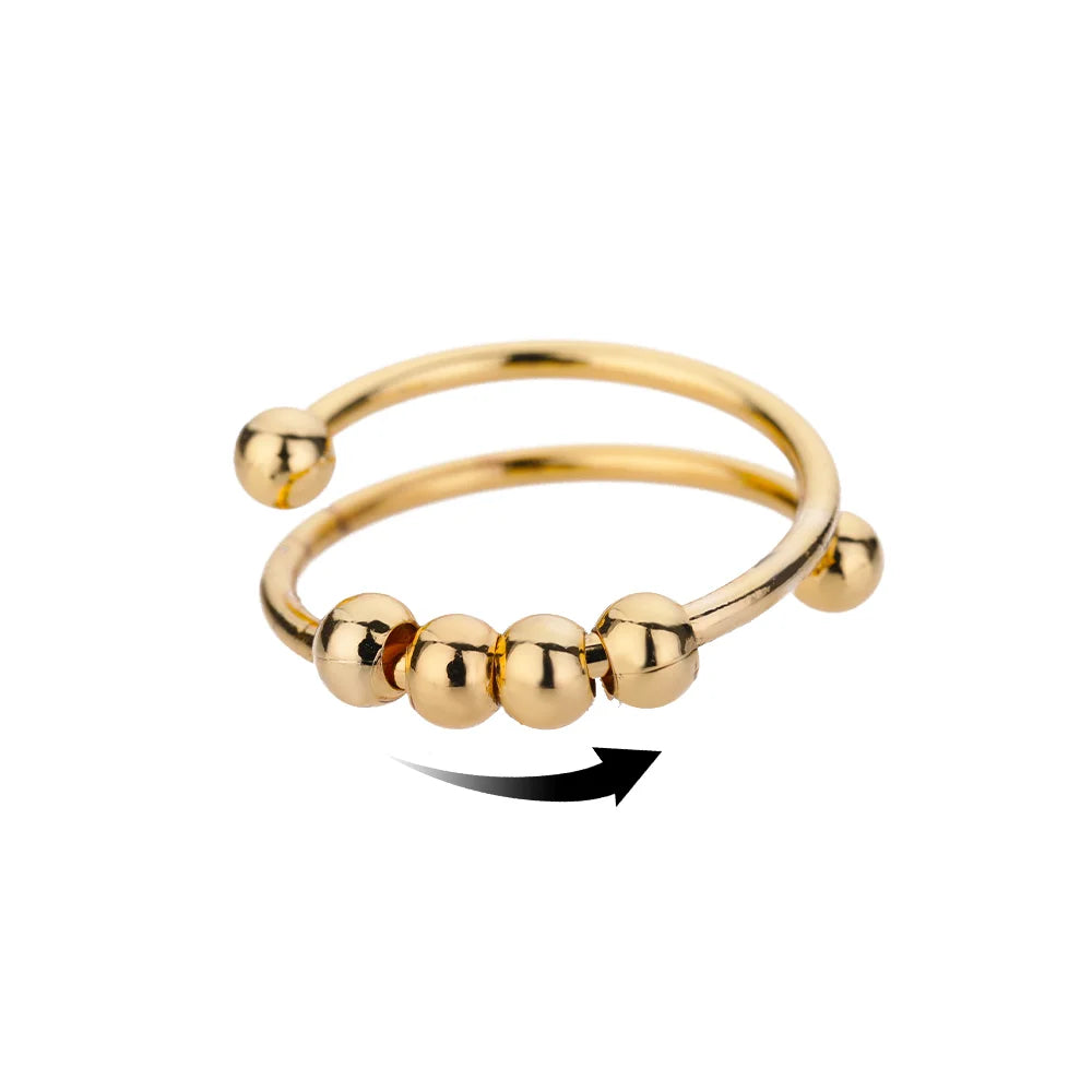 Bague Anti-Stress Femme – Acier Inoxydable Rotatif | Soleil, Lune, Étoile, Tournesol