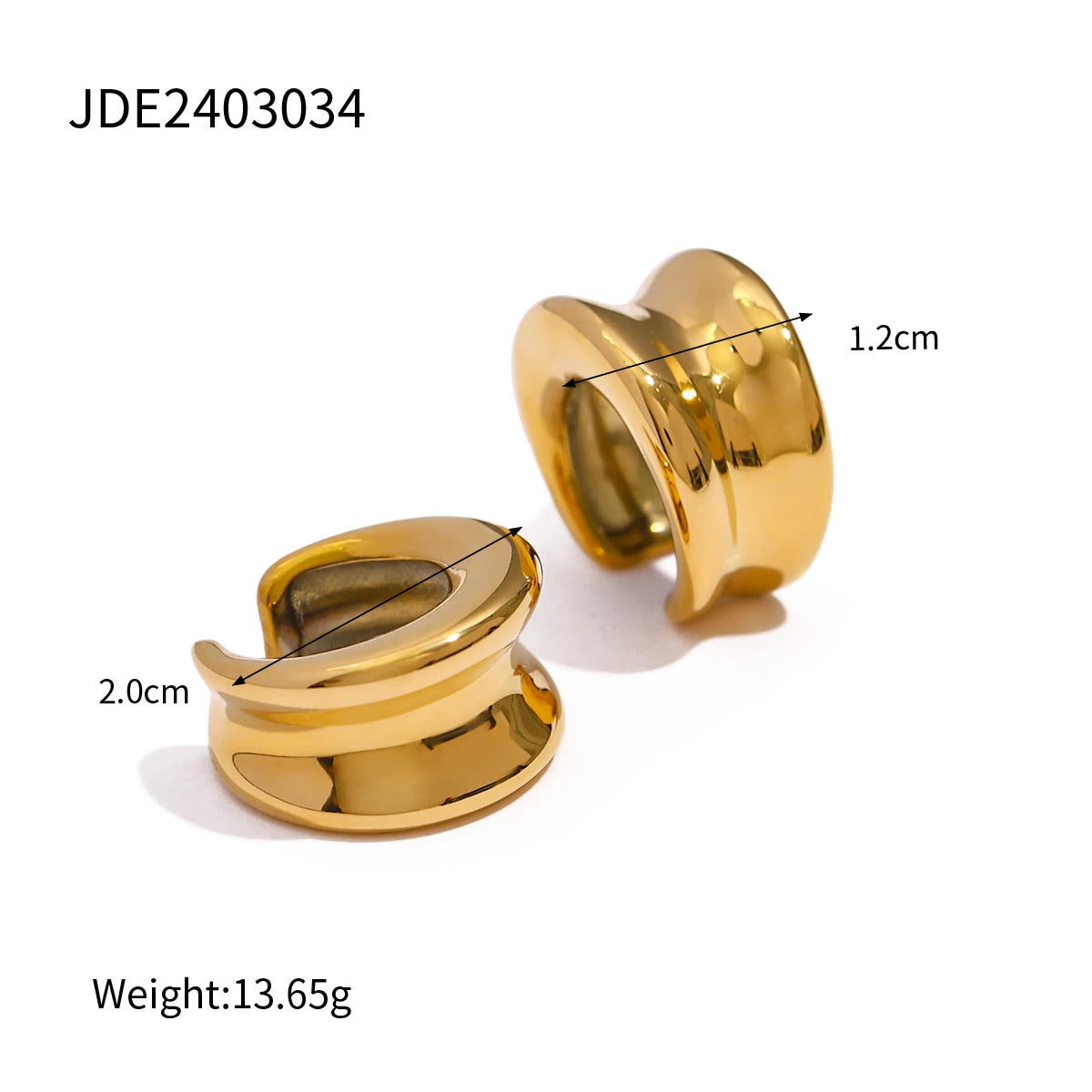 Boucles d’oreilles clip femme – Créoles épaisses en acier inoxydable, plaqué or 18K, bijoux tendance sans perçage