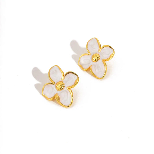 Boucles d’oreilles fleurs pastel – clous roses