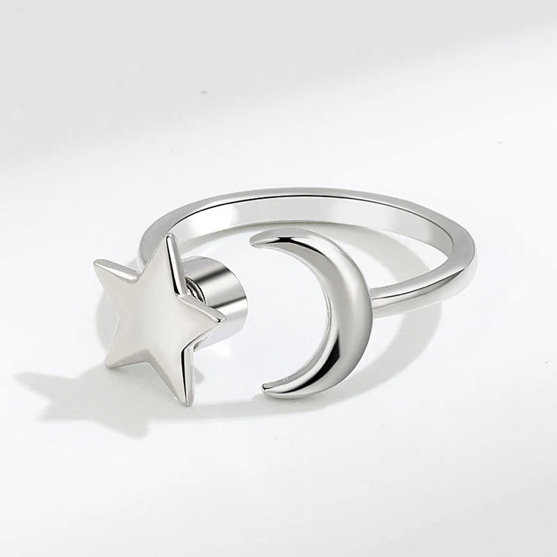 Bague Anti-Stress Femme – Acier Inoxydable Rotatif | Soleil, Lune, Étoile, Tournesol