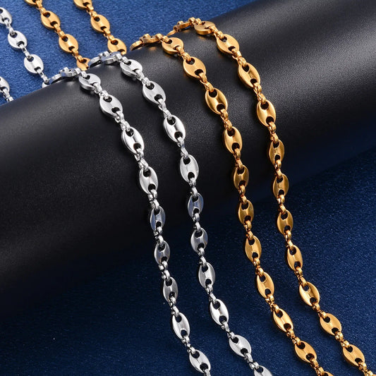 Bracelet Chaîne Grains de Café en Acier Inoxydable – Homme & Femme