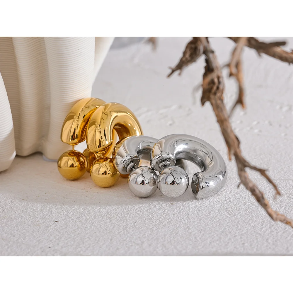 Boucles d’oreilles en C – Acier inoxydable doré, design épais & stylé