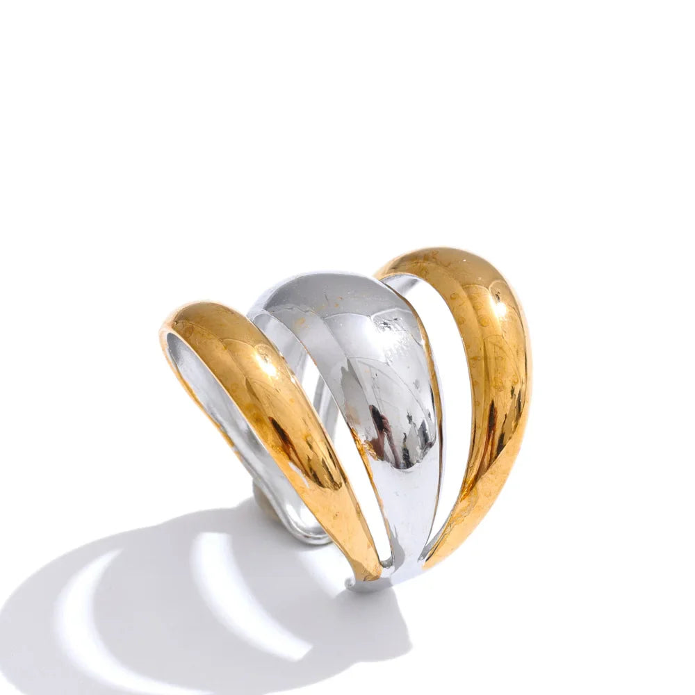 Bague géométrique ajourée en acier inoxydable