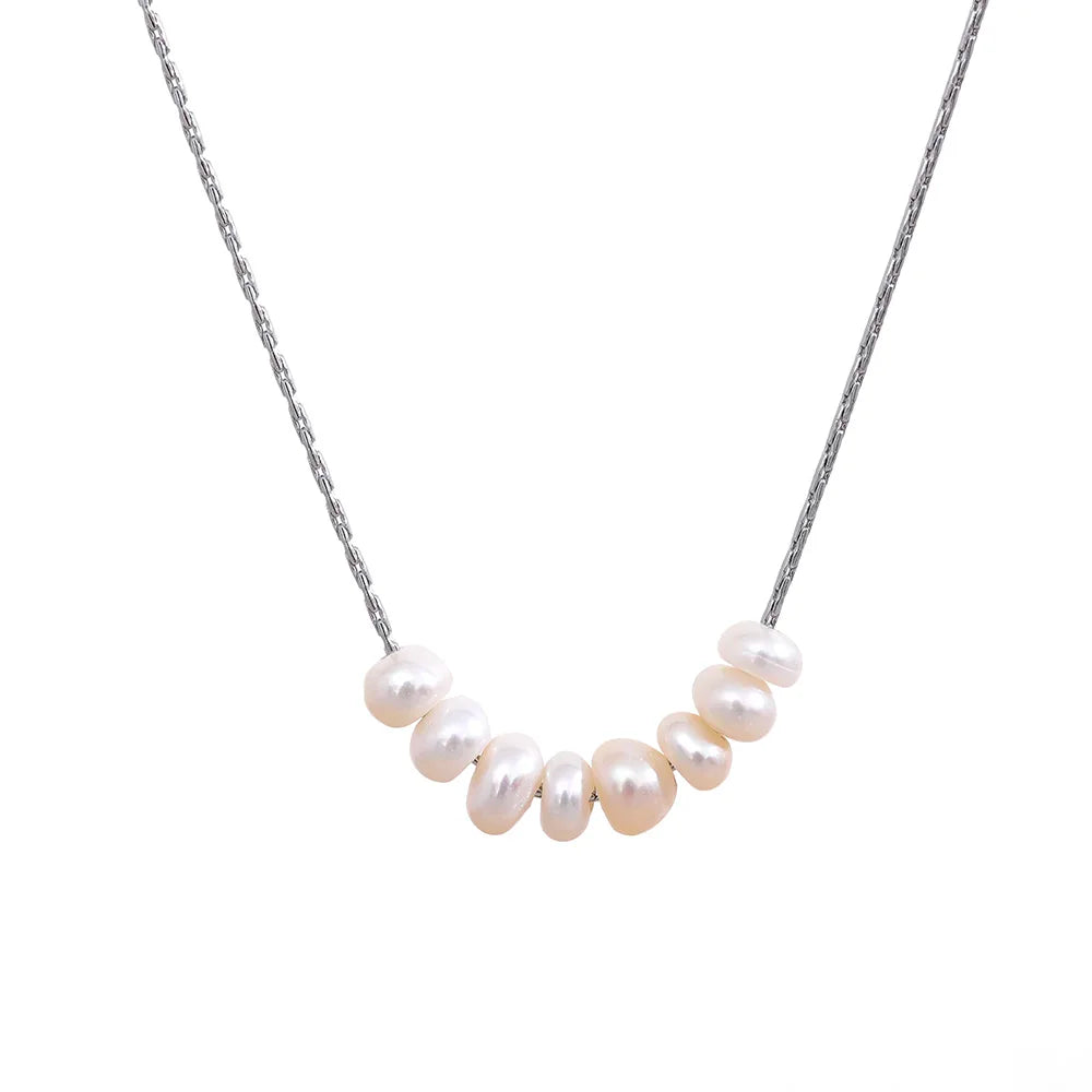 Collier perles naturelles – Chaîne fine en acier inoxydable doré