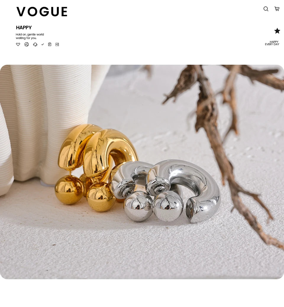 Boucles d’oreilles en C – Acier inoxydable doré, design épais & stylé