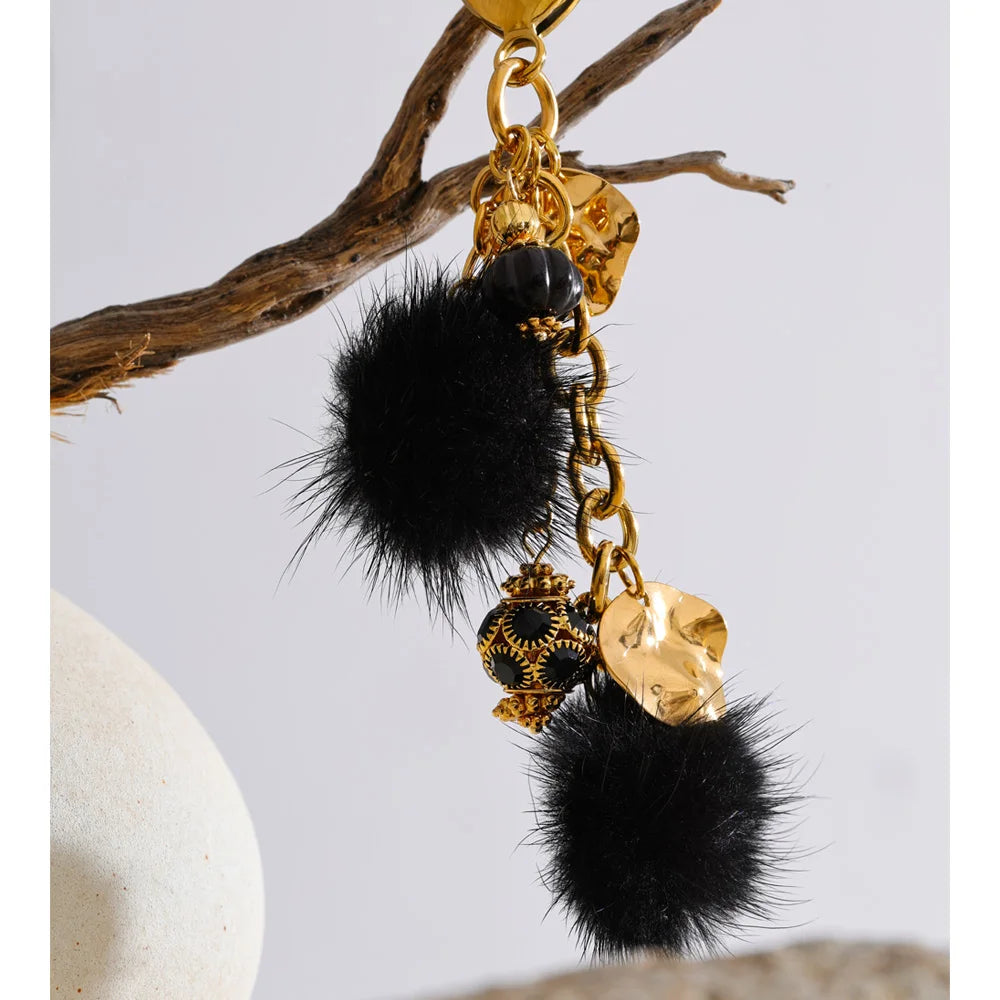 Porte-clés pompon pour clés et sacs