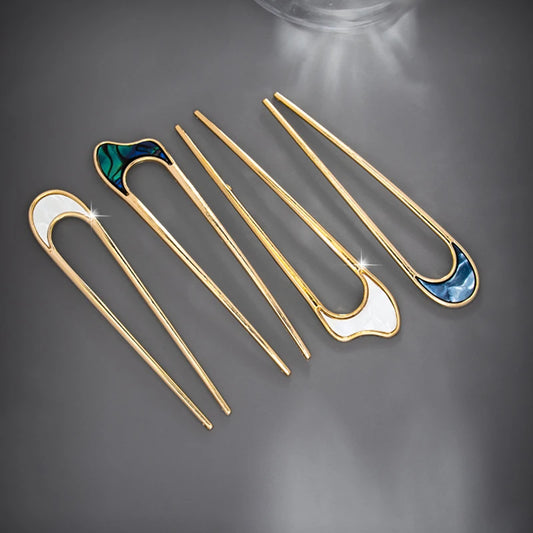 Épingle à cheveux en métal et émail – Accessoire élégant pour coiffures chic