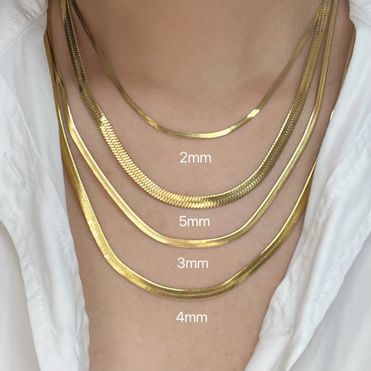 Collier chaîne serpent en acier inoxydable doré – Ras du cou unisexe, minimaliste et tendance