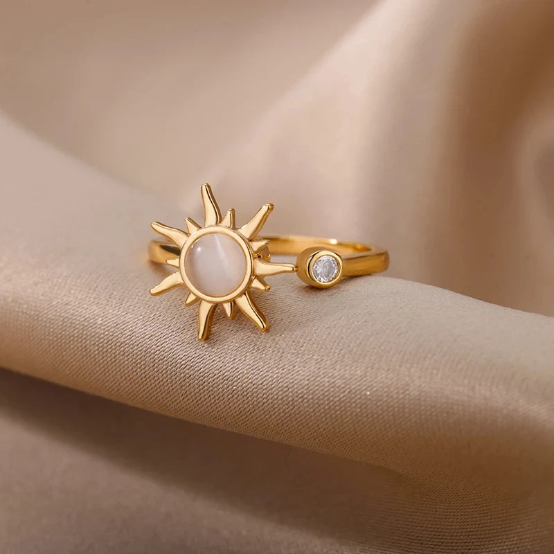 Bague soleil anti-stress femme doré/argenté