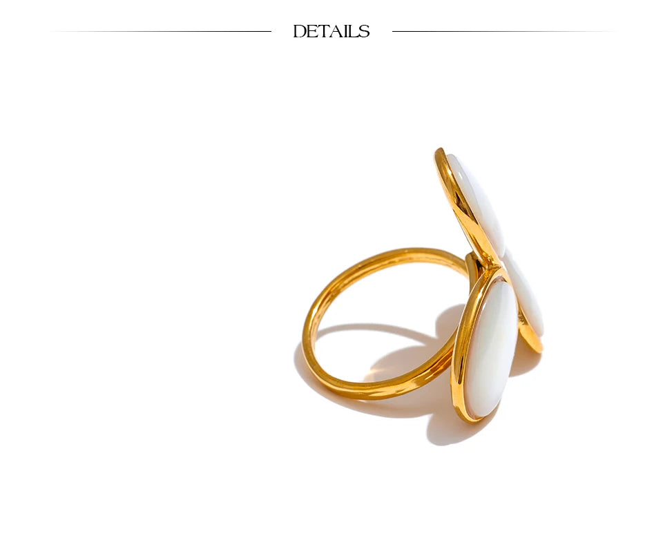 Bague coquille naturelle – Acier inoxydable 316, réglable