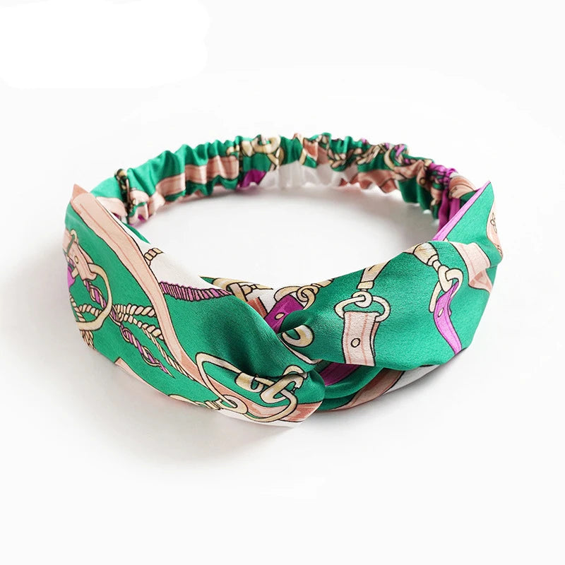 Bandeau cheveux femme bohème – Turban croisé vintage élastique imprimé