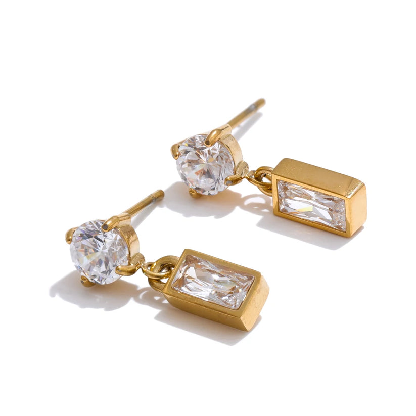 Boucles rectangulaires zircone AAA