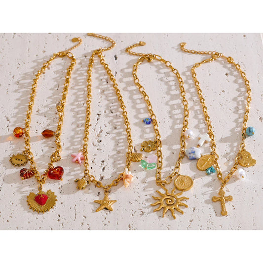 Collier pendentif Sun Ocean – doré lumineux