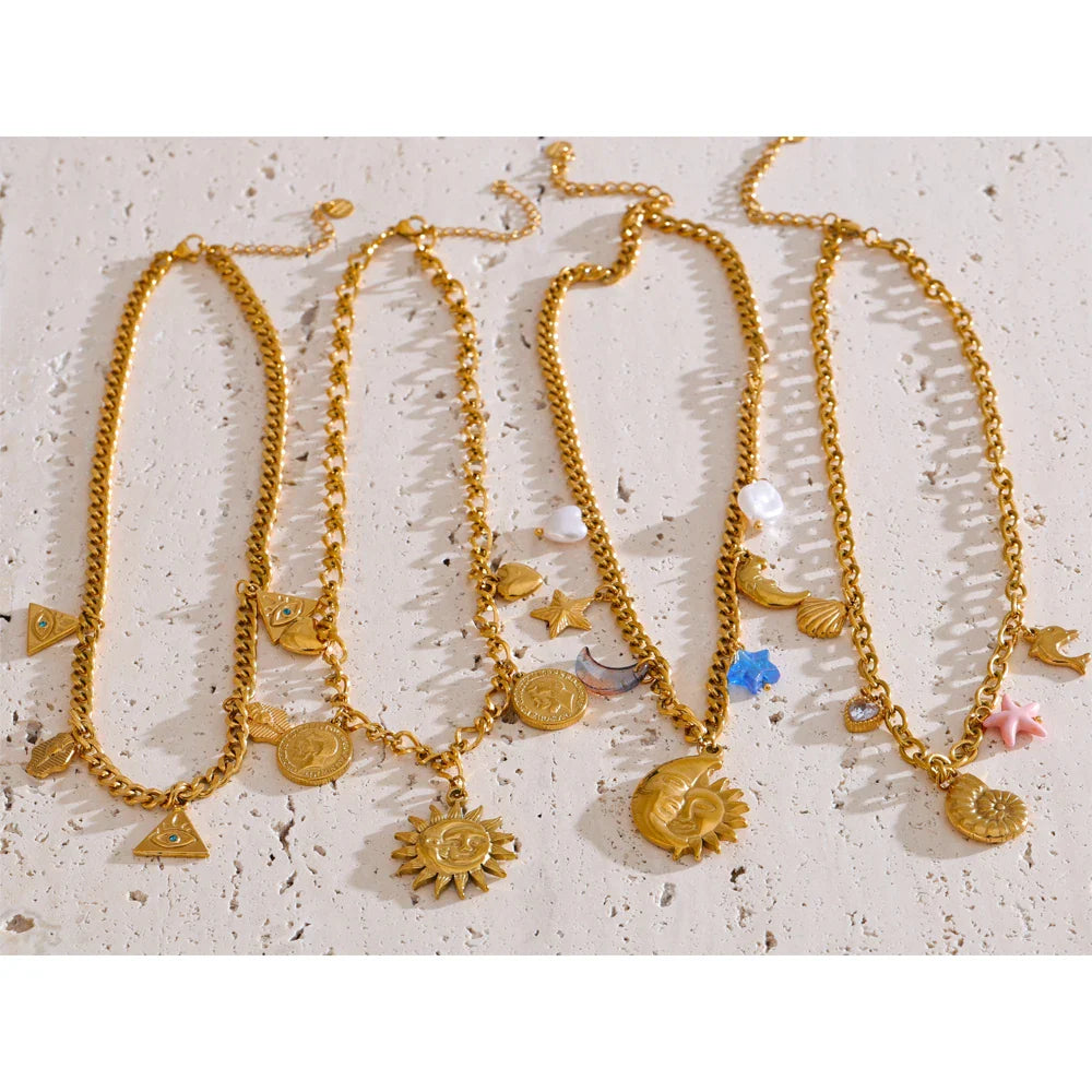 Collier pendentif Sun Ocean – doré lumineux