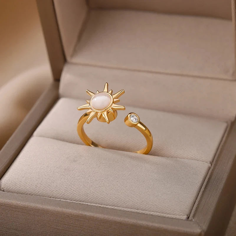Bague soleil anti-stress femme doré/argenté