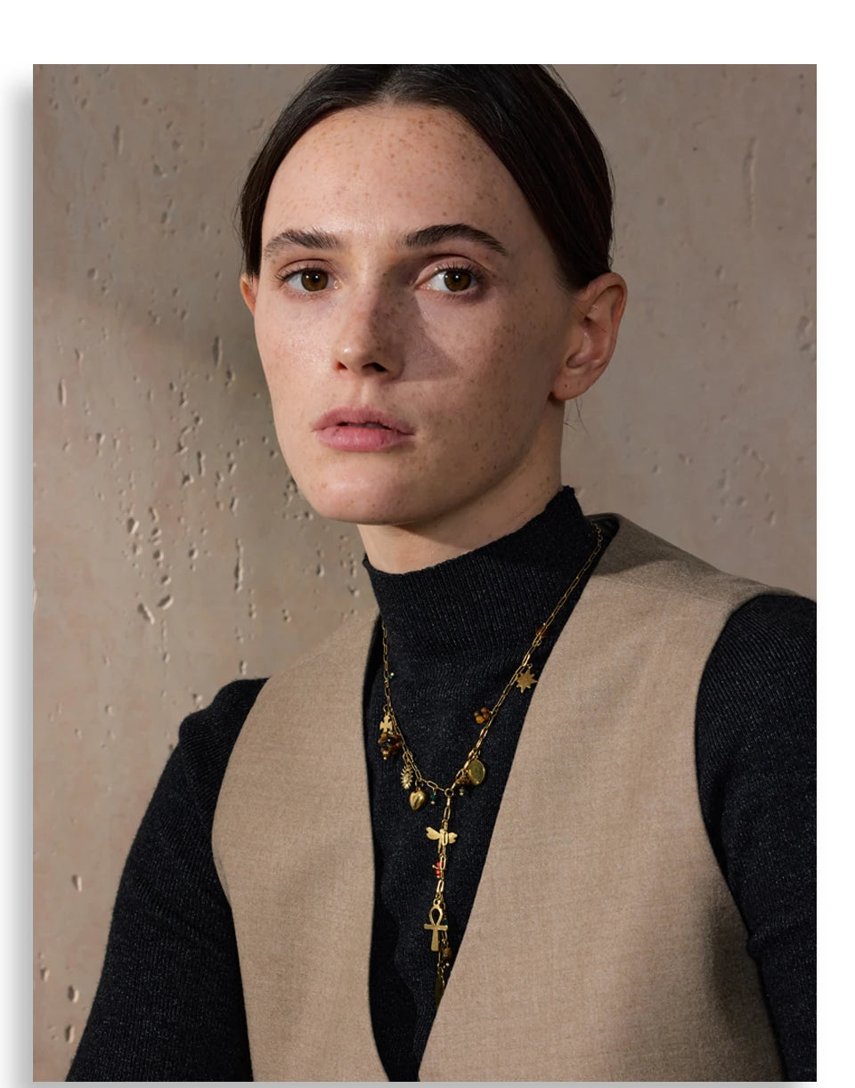 Collier pendentifs symboliques – Acier inoxydable & pierres naturelles