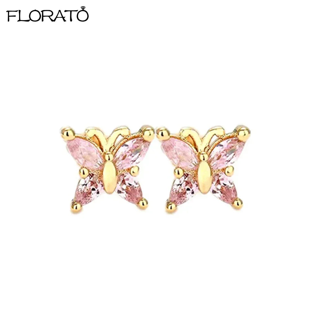 Boucles d’oreilles créoles en argent 925 plaqué or 18K – Zircon rose, style romantique et tendance