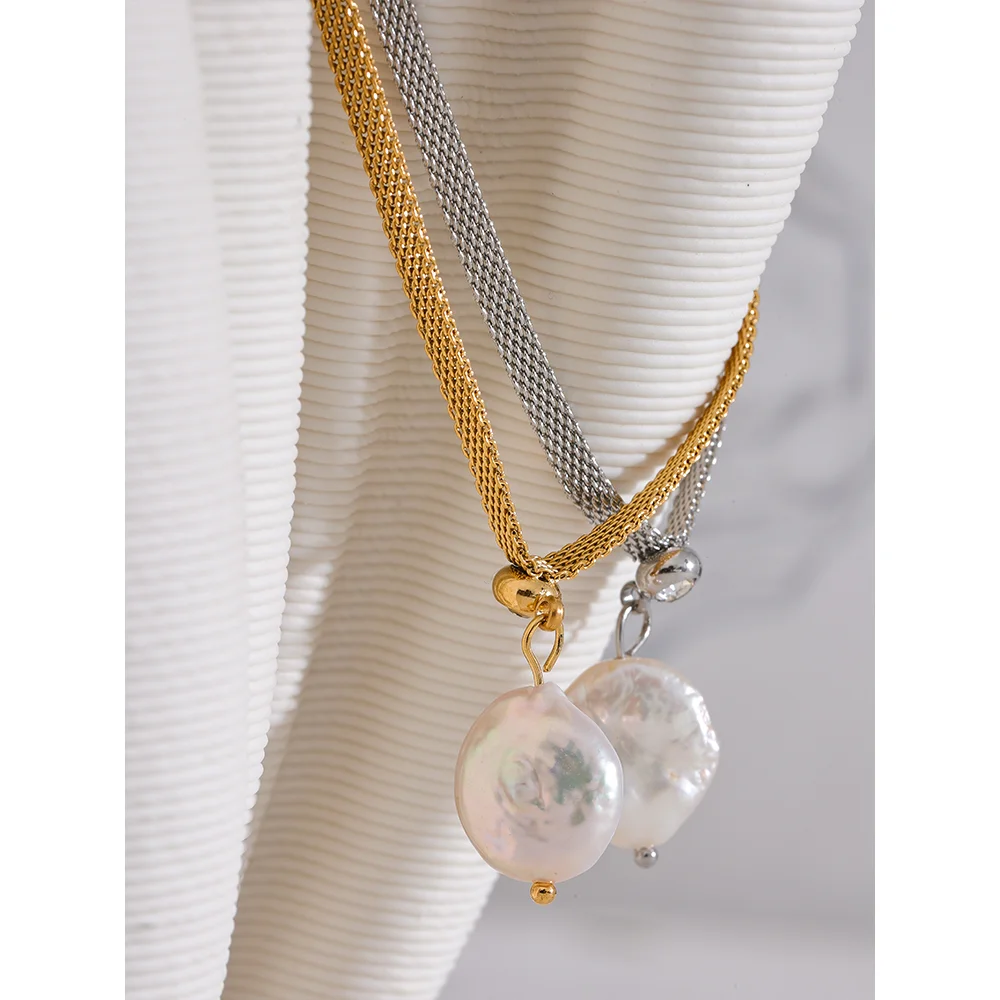 Collier perles naturelles – Chaîne fine en acier inoxydable doré
