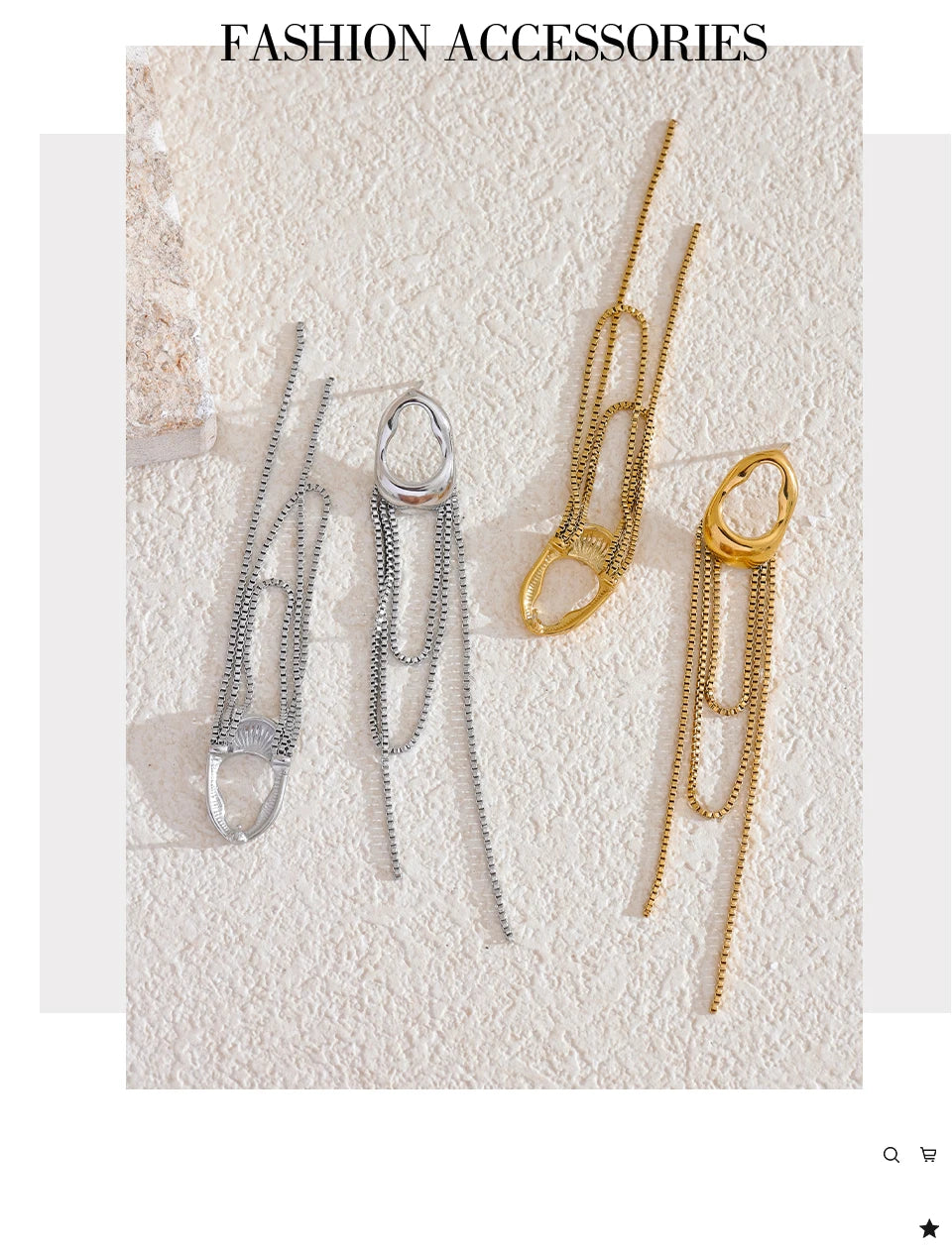 Boucles d’oreilles chaînes longues – Acier inoxydable 316L, design géométrique