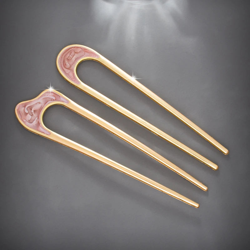 Épingle à cheveux en métal et émail – Accessoire élégant pour coiffures chic