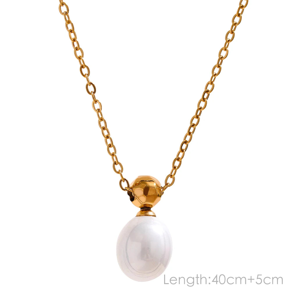 Collier perles naturelles – Chaîne fine en acier inoxydable doré