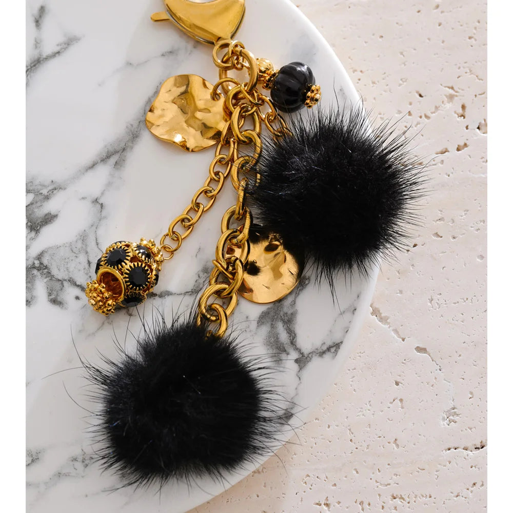 Porte-clés pompon pour clés et sacs