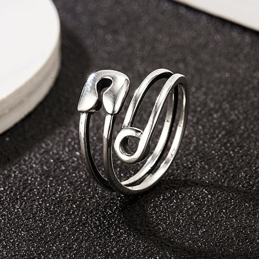 Bague Épingle de Sûreté – Acier Inoxydable Argenté, Bague Réglable Femme & Homme, Bijou Tendance Rock et Minimaliste