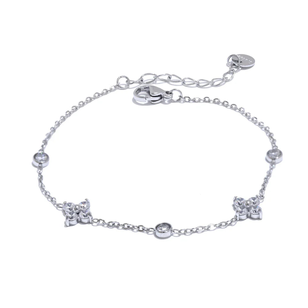 Bracelet fleur zircon – chaîne fine
