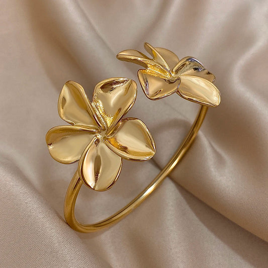 Doppeltes Blumen-Armband – Edelstahl in Gold oder Silber