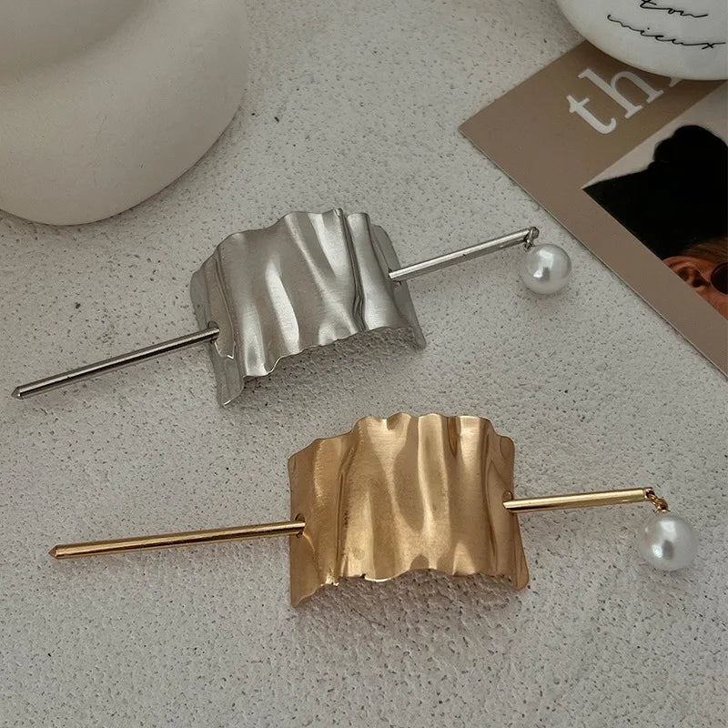 Barrette perles dorées pour chignon