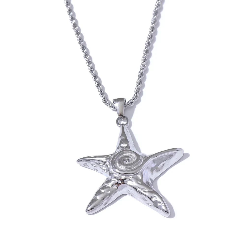 Collier étoile de mer pendentif doré acier inoxydable