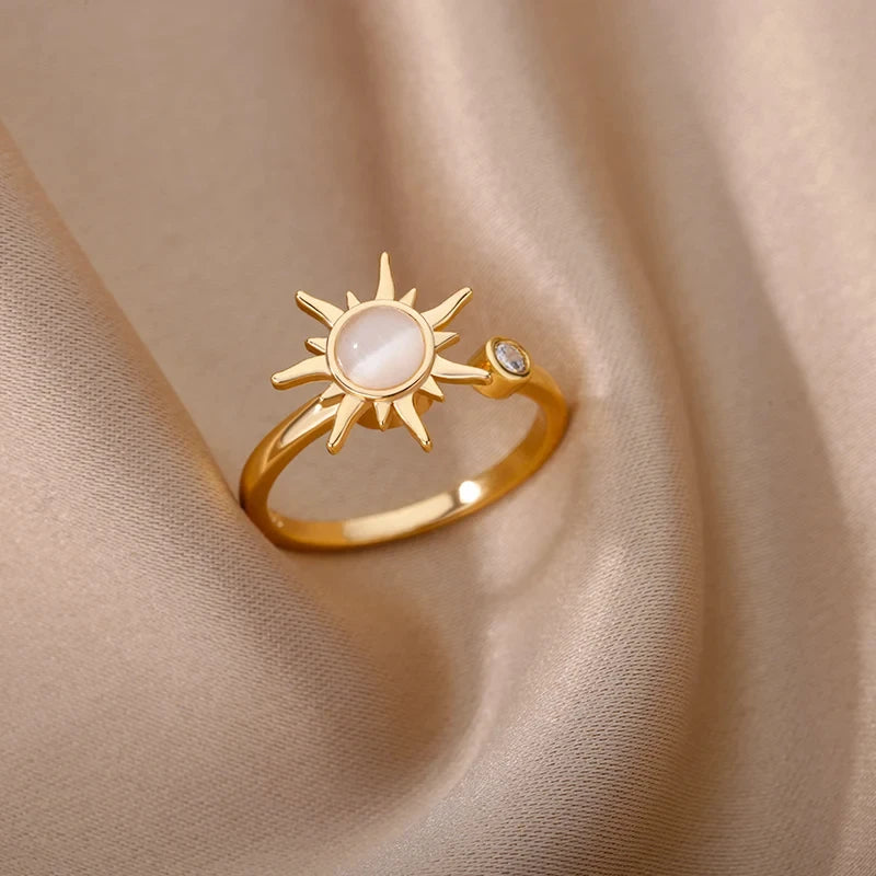 Bague soleil anti-stress femme doré/argenté