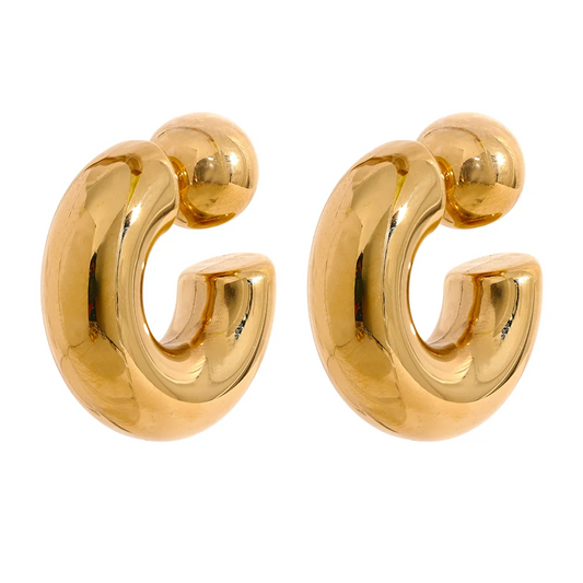 Boucles d’oreilles en C – Acier inoxydable doré, design épais & stylé