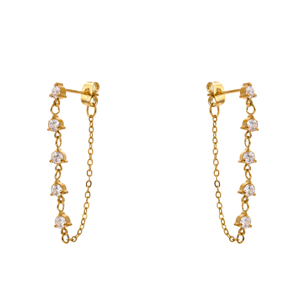 Boucles d’oreilles zircon vert & blanc – pendants lumineux