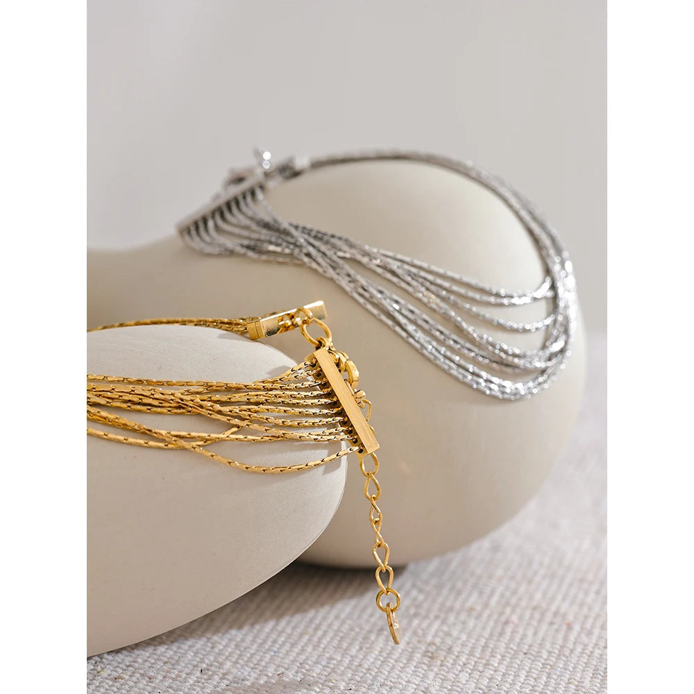 Bracelet multi-couches doré & platine – style superposé