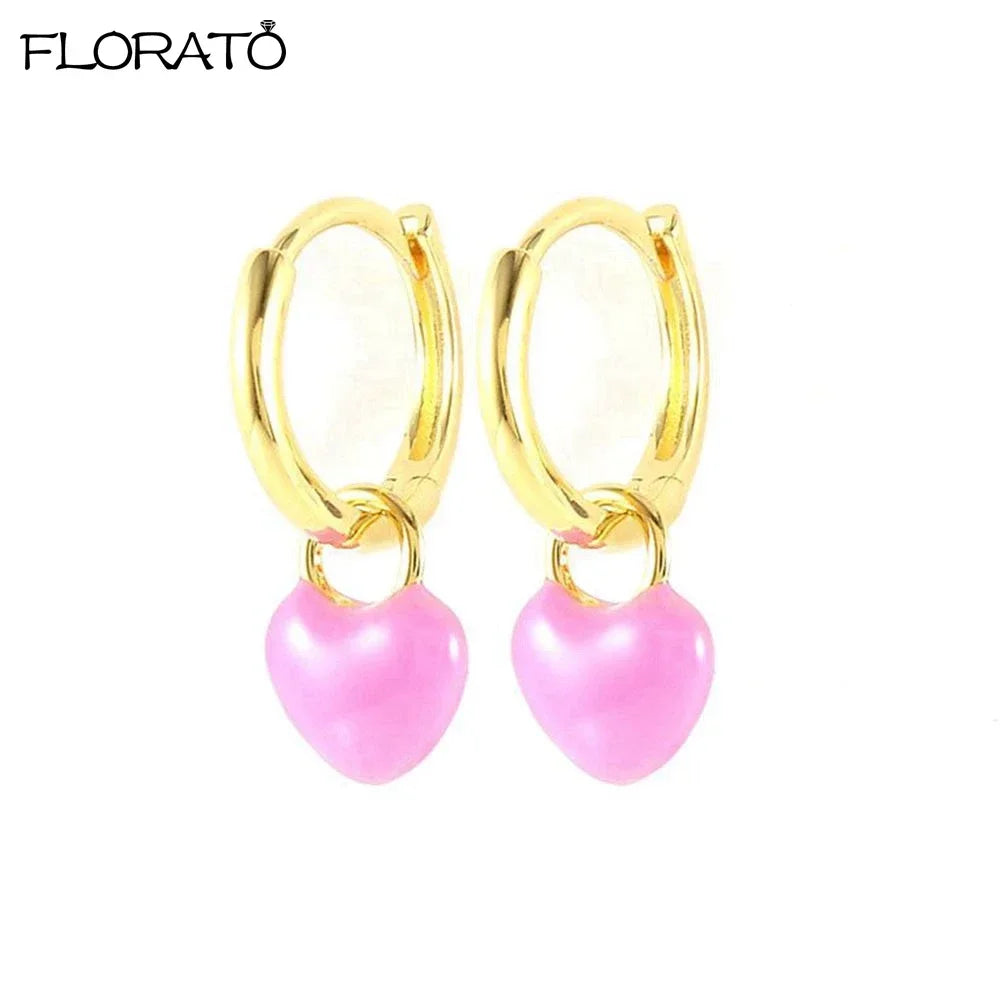 Boucles d’oreilles créoles en argent 925 plaqué or 18K – Zircon rose, style romantique et tendance