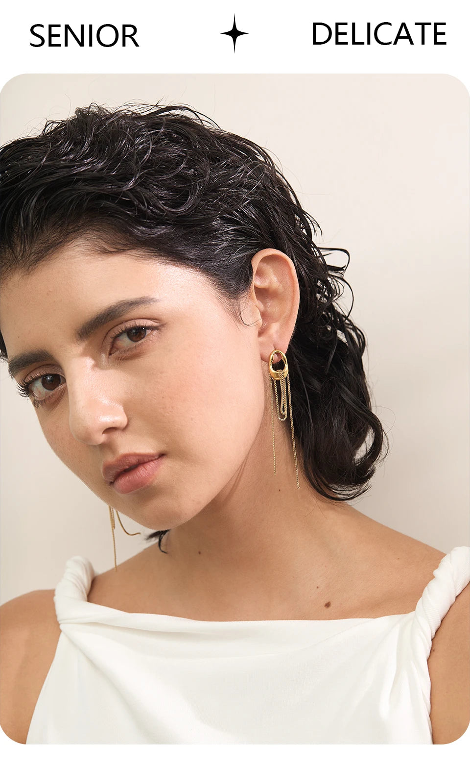 Boucles d’oreilles chaînes longues – Acier inoxydable 316L, design géométrique