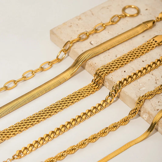 Bracelets femme dorés en acier inoxydable – Multi-chaînes 18K PVD au choix